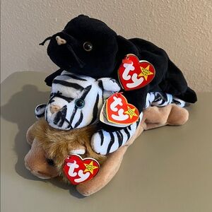 NWT Ty BEANIE BABIES  Animal Trio - Black, White, Tan